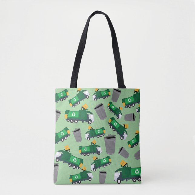 Bolso De Tela Patrón de camión de basura de reciclaje (Anverso)