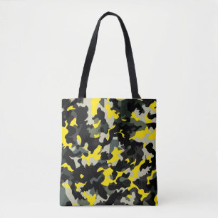 Bolso De Tela Patrón de camuflaje negro y amarillo
