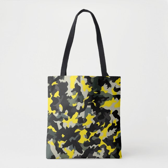 Bolso De Tela Patrón de camuflaje negro y amarillo (Anverso)