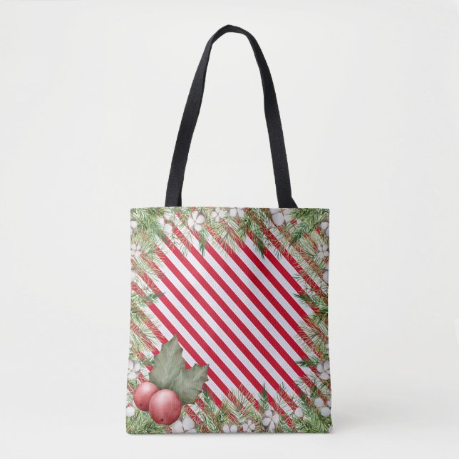 Bolso De Tela Patrón de candy caña de navidades (Anverso)