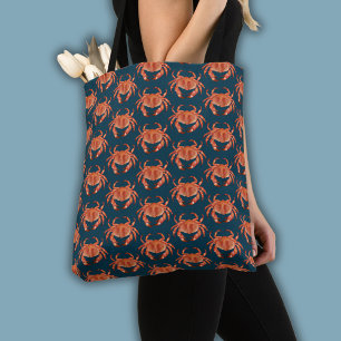 Bolso De Tela patrón de cangrejo costero