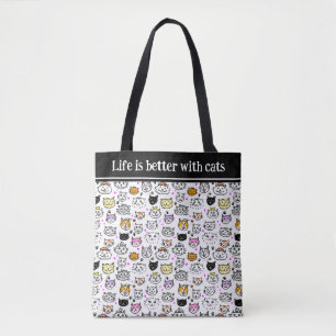 Bolso De Tela Patrón de caras de gato caprichoso