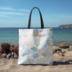 Bolso De Tela Patrón de cascos marinos de la playa de verano