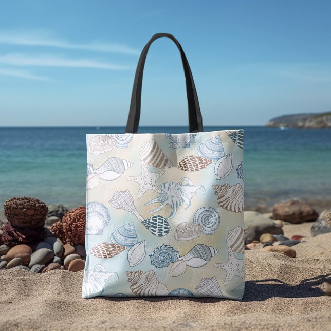 Bolso De Tela Patrón de cascos marinos de la playa de verano (Subido por el creador)