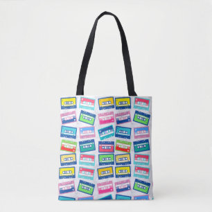 Bolso De Tela Patrón de cassette de cinta de audio retro vintage