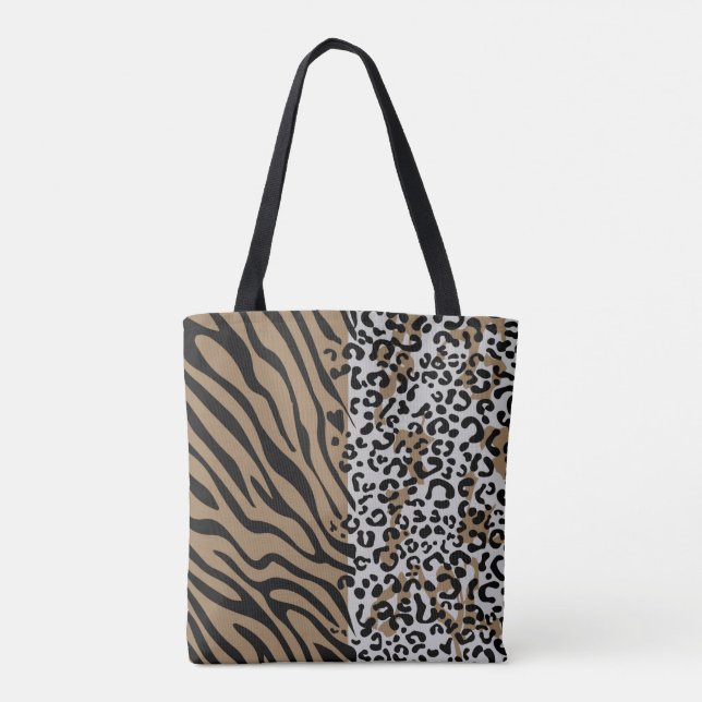Bolso De Tela Patrón de cebra de leopardo animal Tote Bag (Reverso)