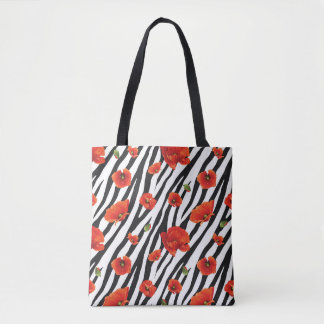 Bolso De Tela patrón de cebra en flor