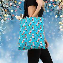 Bolso De Tela Patrón de celebración de Navidad del muñeco de nie