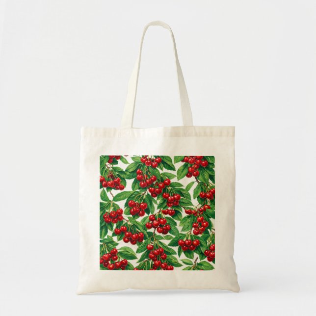 Bolso De Tela Patrón de Cereza (Frente)