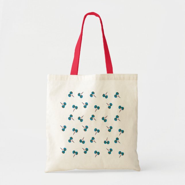Bolso De Tela patrón de cereza azul (Frente)