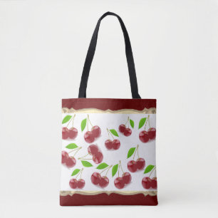 Bolso De Tela Patrón de cerezas rojas