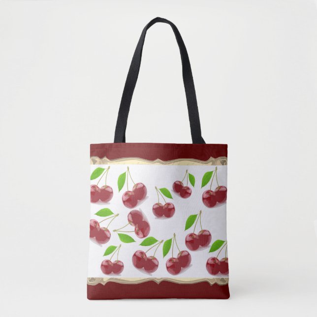 Bolso De Tela Patrón de cerezas rojas (Anverso)