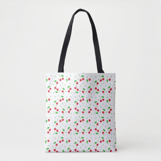 Bolso De Tela Patrón de cerezas rojas (Anverso)