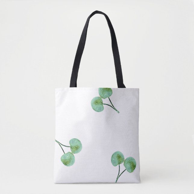 Bolso De Tela patrón de cerezas verdes (Anverso)