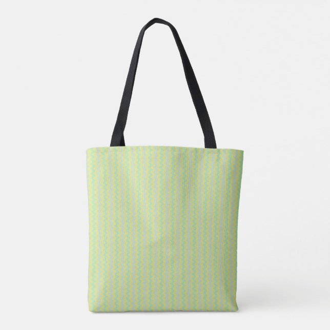 Bolso De Tela Patrón de cheurón pequeño verde y azul (Reverso)
