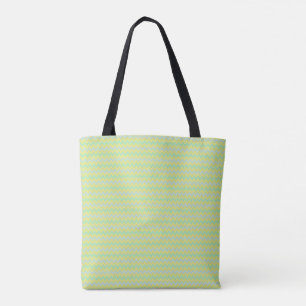 Bolso De Tela Patrón de cheurón pequeño verde y azul