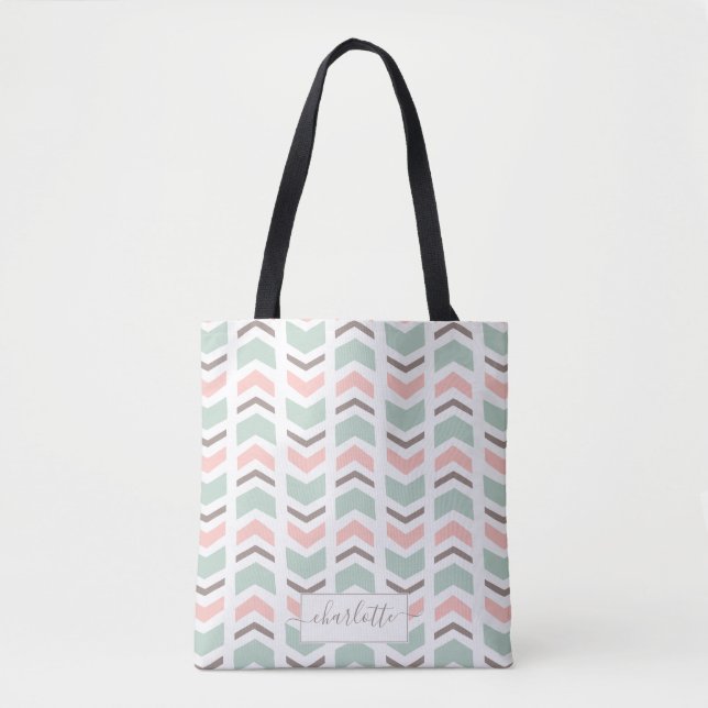 Bolso De Tela Patrón de chevron de Boho (Anverso)