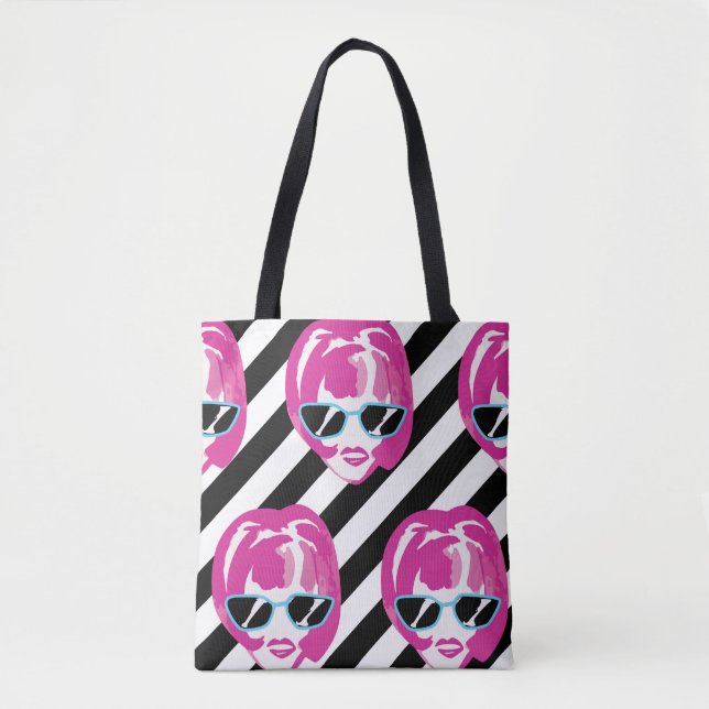 Bolso De Tela Patrón de Chicas de moda acuarela (Anverso)