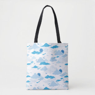 Bolso De Tela Patrón de cielo blanco soleado de nube fluffy