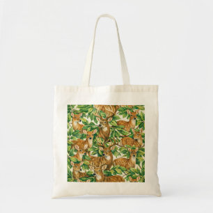Bolso De Tela Patrón de ciervos del bosque y hojas verdes