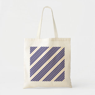 Bolso De Tela Patrón de cinco rayas azul marino y beige