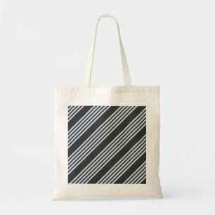 Bolso De Tela Patrón de cinco rayas azul pálido y carbón vegetal