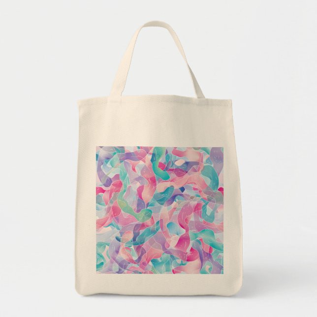 Bolso De Tela Patrón de cinta abstracto pastel (Frente)