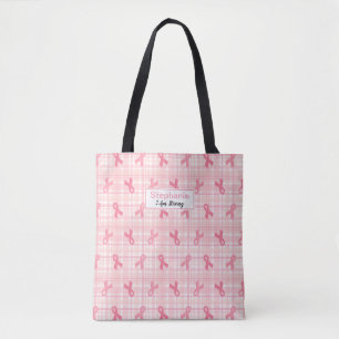 Bolso De Tela Patrón de cinta rosada de cáncer de mama