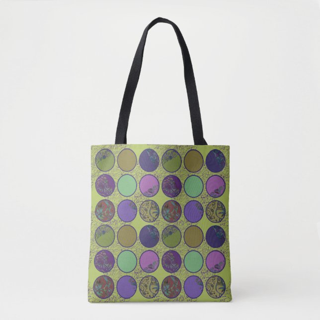 Bolso De Tela Patrón de círculo abstracto denso total (Anverso)