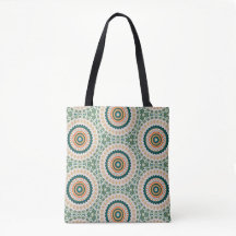 Patrón de círculo boho chic verde naranja y azul