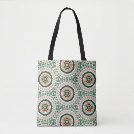 Bolso De Tela Patrón de círculo boho chic verde naranja y azul