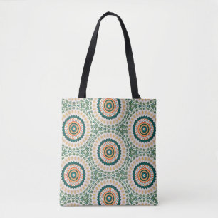 Bolso De Tela Patrón de círculo boho chic verde naranja y azul