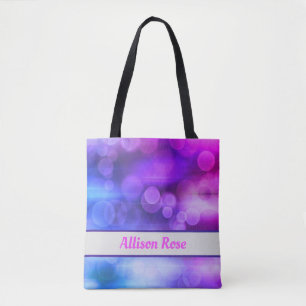 Bolso De Tela Patrón de círculos abstractos rosados y púrpura