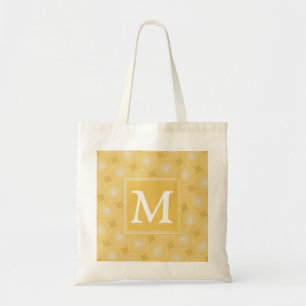Bolso De Tela Patrón de círculos amarillos monograma