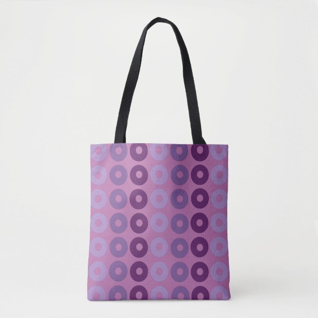 Bolso De Tela patrón de círculos geométricos púrpura (Anverso)