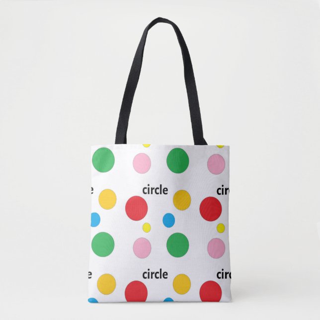 Bolso De Tela Patrón de círculos sobre blanco (Anverso)