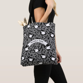 Bolso De Tela Patrón de cisne blanco y negro