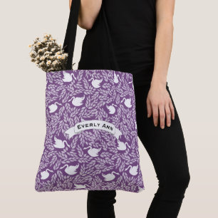 Bolso De Tela Patrón de cisne morado y blanco