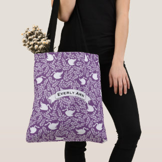 Bolso De Tela Patrón de cisne morado y blanco