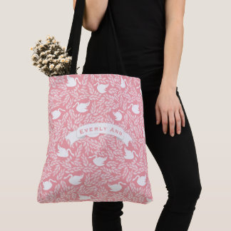 Bolso De Tela Patrón de cisne rosa y blanco