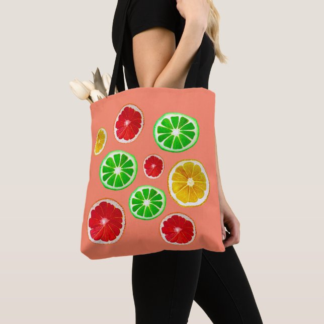 Bolso De Tela Patrón de cítricos de fruta de juicy (Detalle)