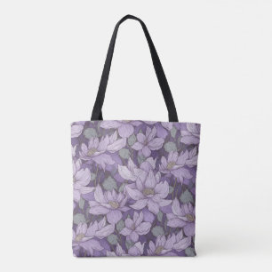 Bolso De Tela Patrón de Clemátide Pálido Purpúreo
