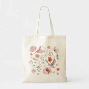 Bolso De Tela Patrón de colibrí floral de color de agua de bon