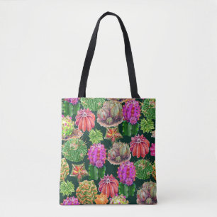 Bolso De Tela Patrón de color acuático floral de Cactus sin foco