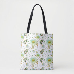 Bolso De Tela Patrón de color de agua blanco y azul, sin foco