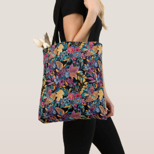 Bolso De Tela Patrón de color de agua de Berry de hojas florales