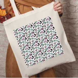 Bolso De Tela Patrón de color de agua de verdor floral sin foco