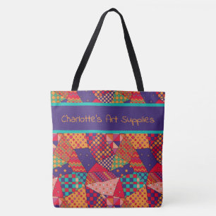 Bolso De Tela Patrón de colores audaces, suministros de arte per