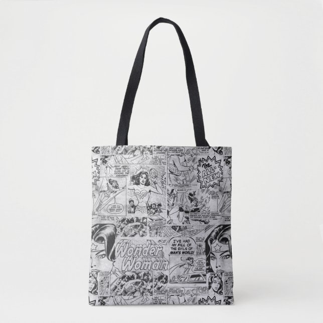 Bolso De Tela Patrón de Cómic Antiguo de Mujer Maravilla (Anverso)