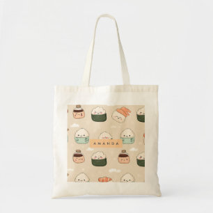 Bolso De Tela Patrón de comida japonesa sushi kawaii personaliza